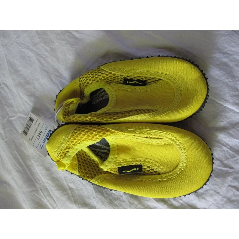 New Wave Runner size 8 toddler aqua water sock slip shoes Yellow Mesh Breathable
